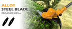 Electric Weed Wacker Cordless,4 in 1 Weed Eater Battery Powered Brush Cutter,9''Grass Trimmer Stringless Weed Trimmer Lawn Mower Edger Metal Blade Battery(2 x 21V 4.0Ah Batteries &amp; Charger)