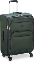Sky Max 2.0 Softside Expandable Luggage with Spinner Wheels, Green, Checked-Medium, 24 Inch