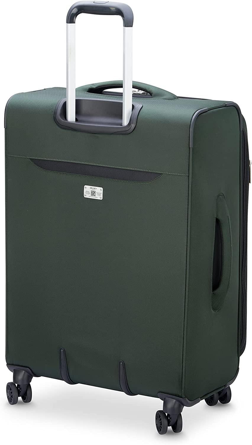 Sky Max 2.0 Softside Expandable Luggage with Spinner Wheels, Green, Checked-Medium, 24 Inch