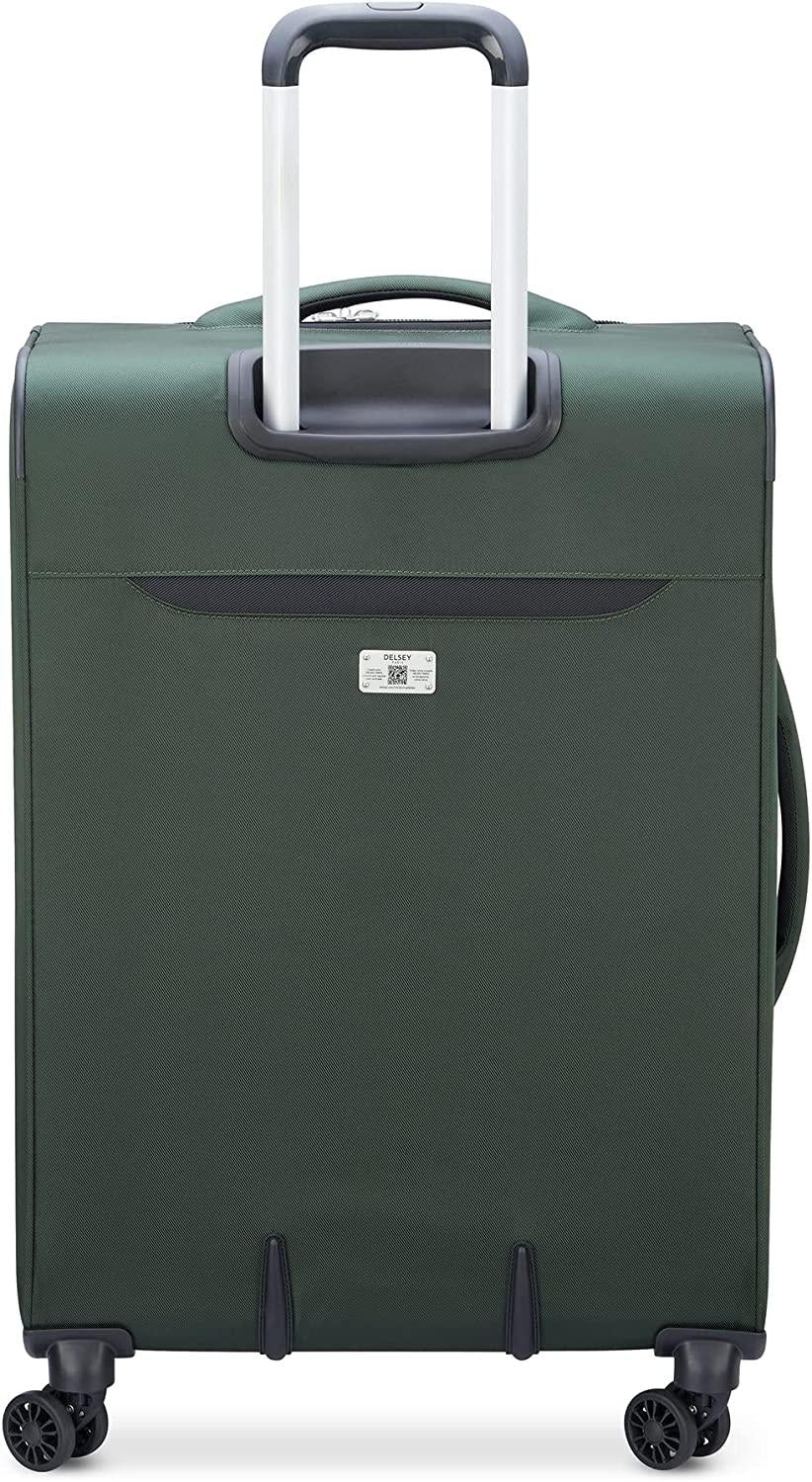 Sky Max 2.0 Softside Expandable Luggage with Spinner Wheels, Green, Checked-Medium, 24 Inch