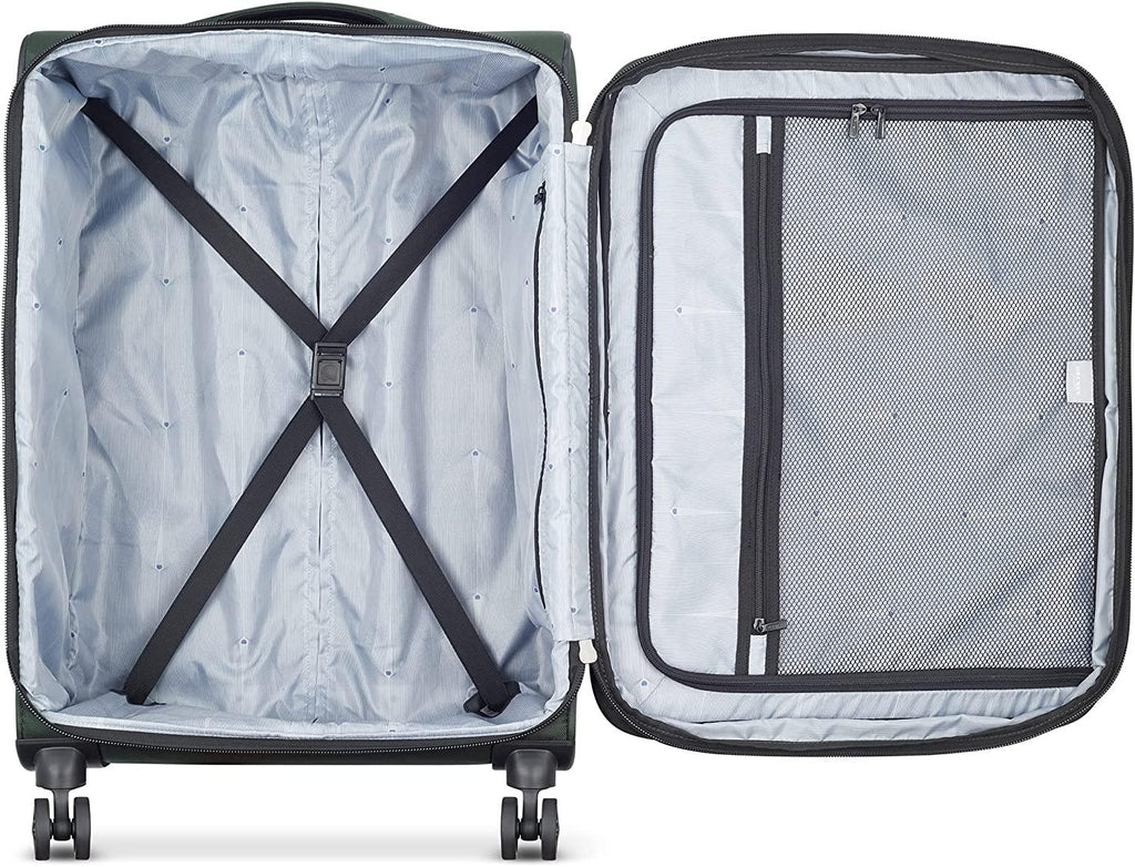 Sky Max 2.0 Softside Expandable Luggage with Spinner Wheels, Green, Checked-Medium, 24 Inch