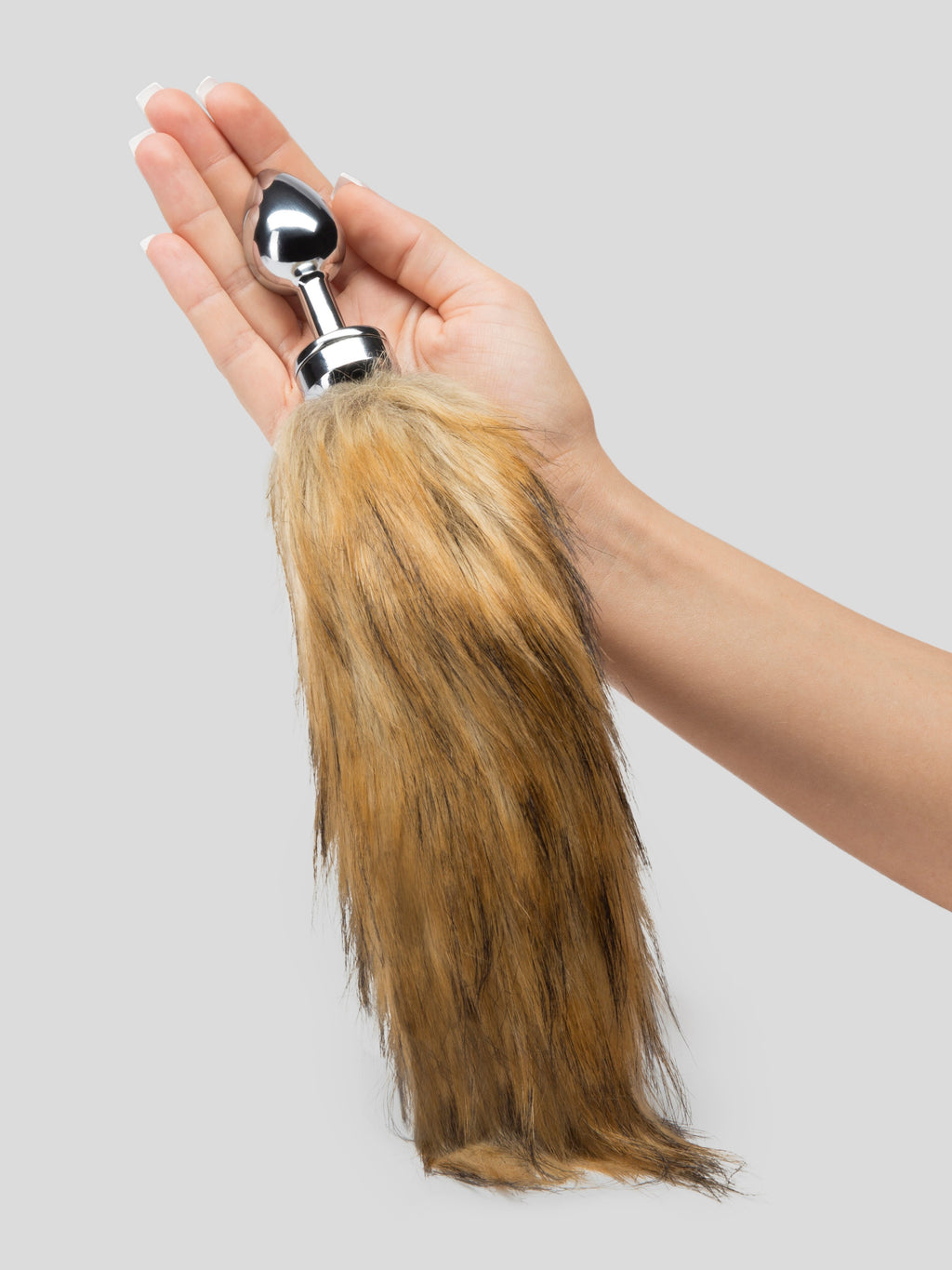 DOMINIX Deluxe Stainless Steel Medium Faux Fox Tail Butt Plug, Silver