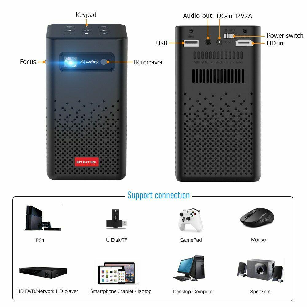 smart mini portable projector wi-fi dlp android tv 4k 1080p for mobile phone