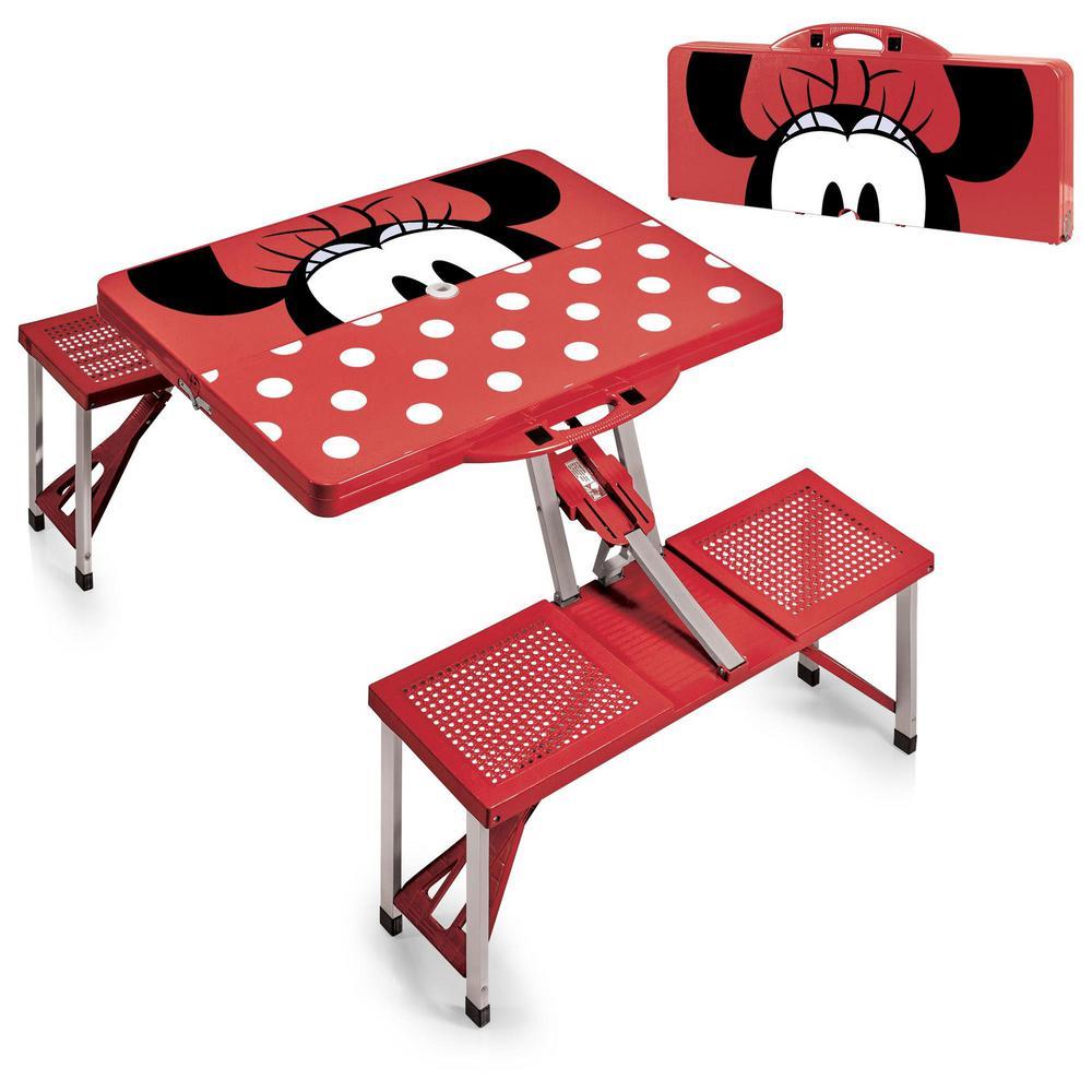 Minnie Mouse Red Picnic Table Sport Portable Folding Table with Seats