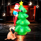 6 FT Christmas Inflatables Tree,Xmas Inflatable Tree Dog bites Santa Claus climbing tree, Christmas Decoration with Fan and Anchor Ropes, Animated for Yard Party Lawn, Indoor &amp; Outdoor
