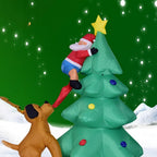 Inflatable Christmas Tree Decorations Inflatable Santa Being Chased Up The Tree,Christmas &amp; Xmas Yard Inflatables with LED Christmas Lights Wacky, Funny, Colorful, Festive Holiday Spirit