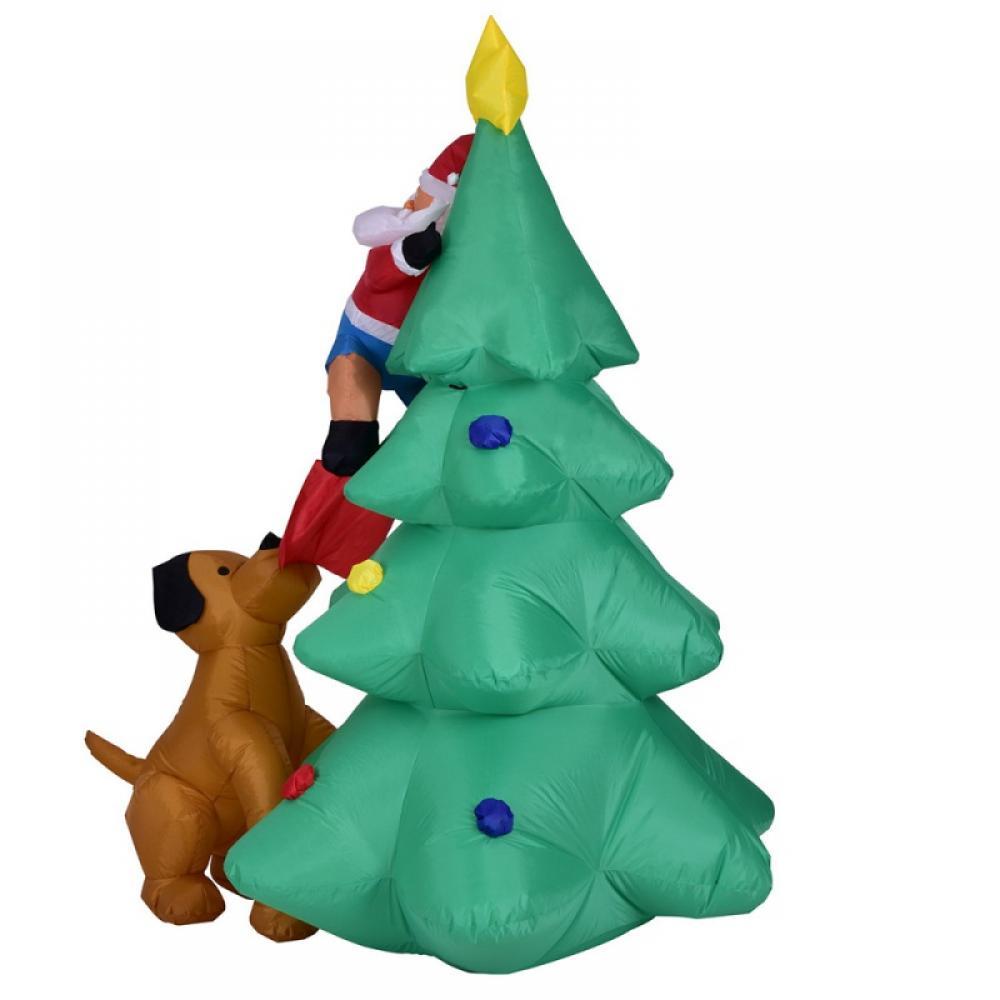 Inflatable Christmas Tree Decorations Inflatable Santa Being Chased Up The Tree,Christmas &amp; Xmas Yard Inflatables with LED Christmas Lights Wacky, Funny, Colorful, Festive Holiday Spirit