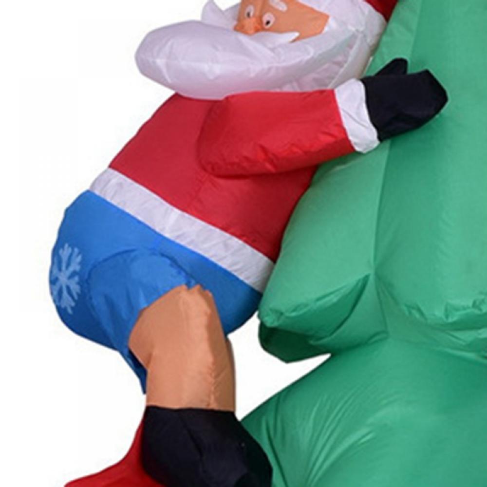 Inflatable Christmas Tree Decorations Inflatable Santa Being Chased Up The Tree,Christmas &amp; Xmas Yard Inflatables with LED Christmas Lights Wacky, Funny, Colorful, Festive Holiday Spirit