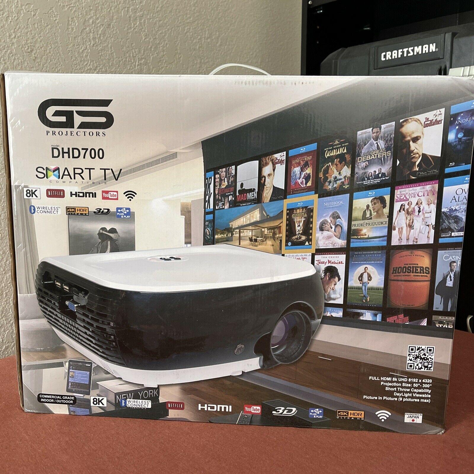 gs dhd700 hd smart tv 8k hdmi desktop projector - black&amp;white.