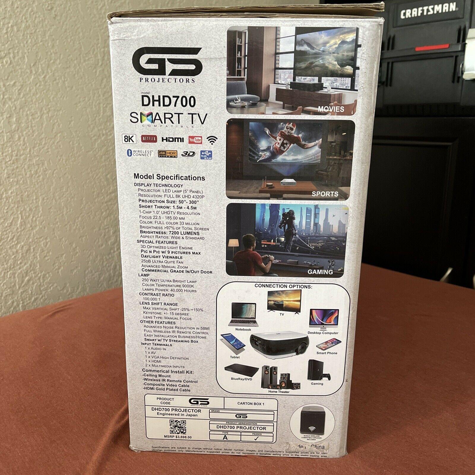 gs dhd700 hd smart tv 8k hdmi desktop projector - black&amp;white.