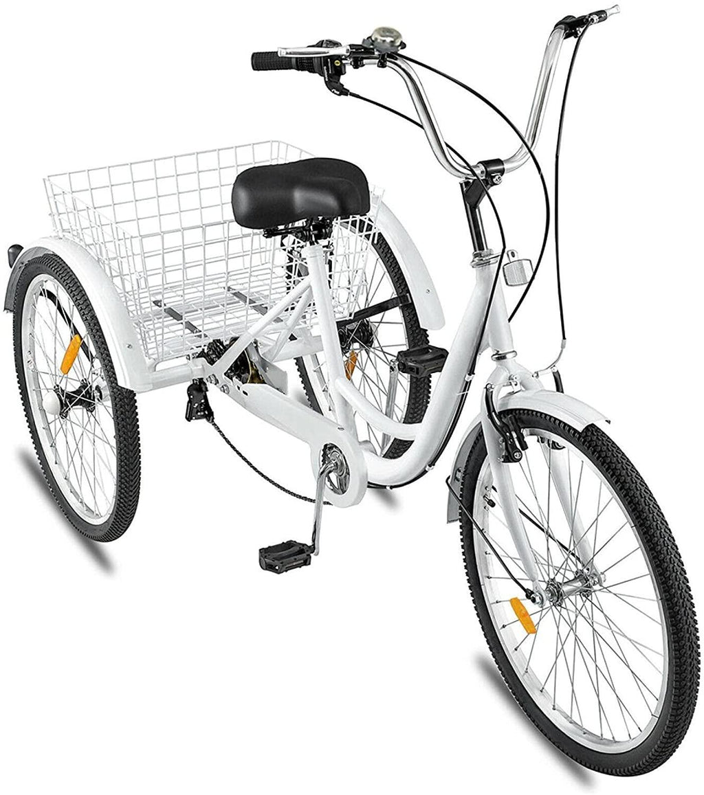 Adult Tricycle 1/7 Speed 3-Wheel for Shopping W/Installation Tools