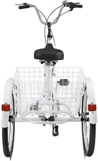 Adult Tricycle 1/7 Speed 3-Wheel for Shopping W/Installation Tools