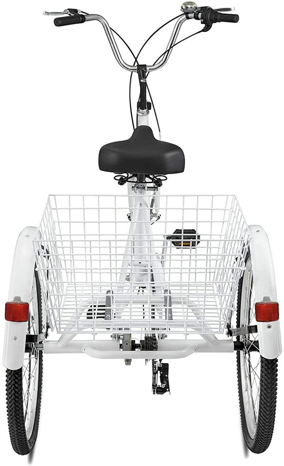 Adult Tricycle 1/7 Speed 3-Wheel for Shopping W/Installation Tools