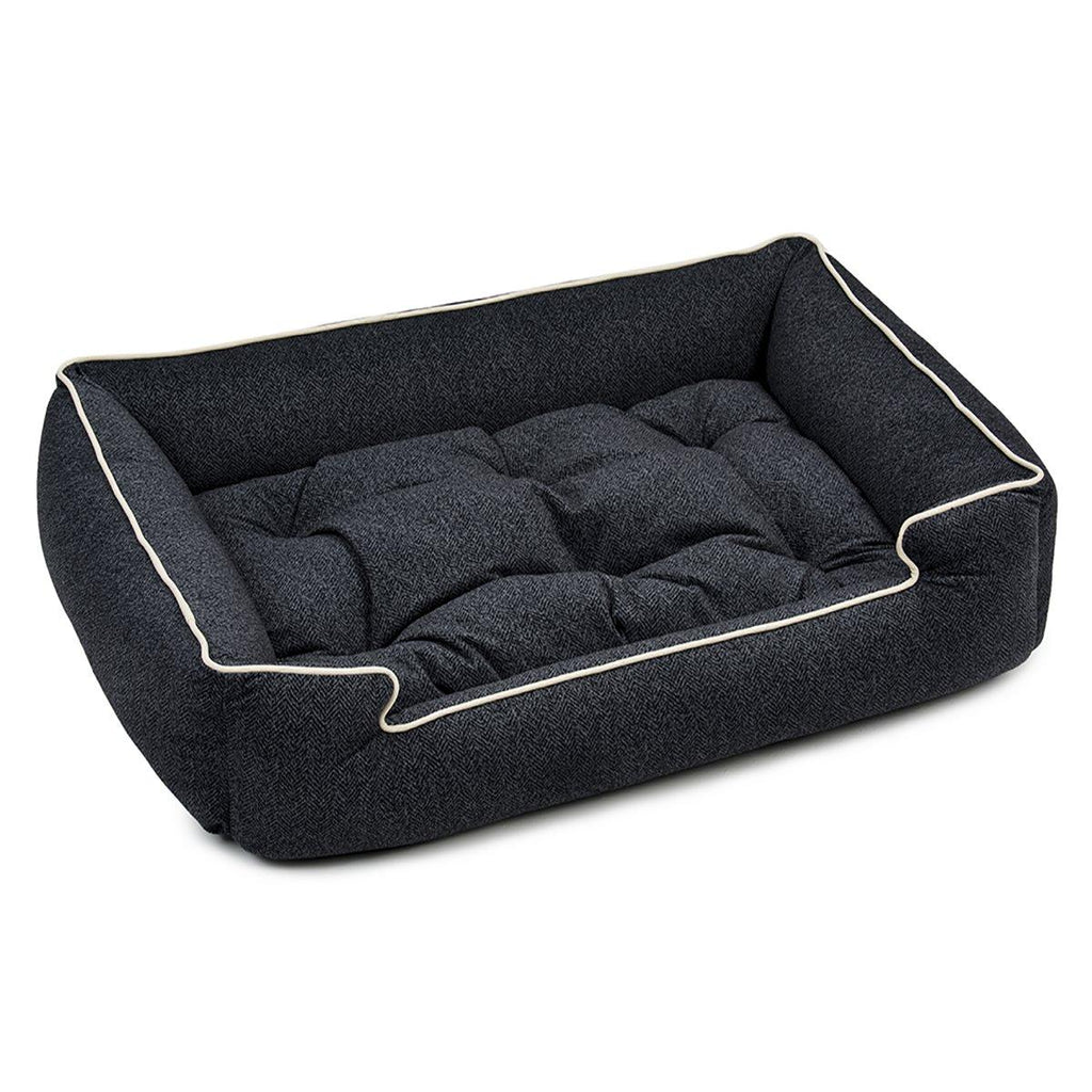 Jax and Bones Standard Printed Plush Velour Sper Bed, Medium, Herringbone Horizon