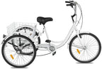 Adult Tricycles 7 Speed, Adult Trikes 24inch 3 Wheel Bikes, Three-Wheeled Bicycles Cruise Trike with Shopping Basket for Seniors, Women, Men