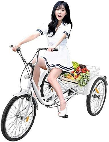 Adult Tricycles 7 Speed, Adult Trikes 24inch 3 Wheel Bikes, Three-Wheeled Bicycles Cruise Trike with Shopping Basket for Seniors, Women, Men