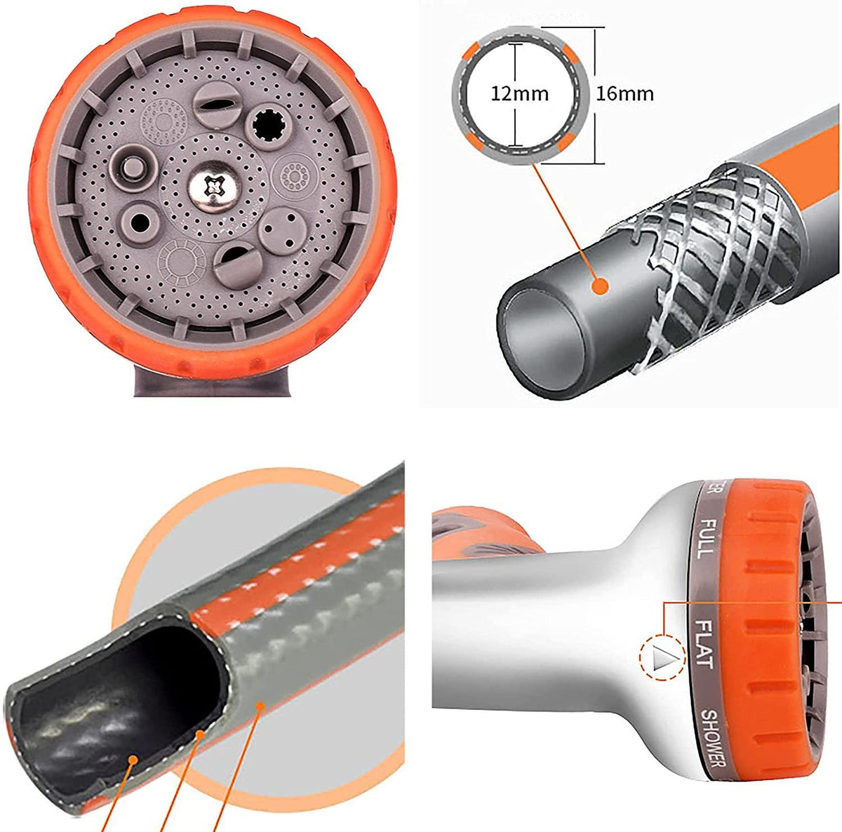 BCGT Garden Hoses Garden Hose Pressure Washer Hoses Lightweight 3-Layers Latex Multifunction Nozzle, 10m/15m/20m/25m/30m/40m/ 50m (Size : 50m)