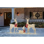 Set Of 3 Warm White LED Deer Family Holiday Yard Decoration