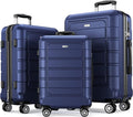 Luggage Sets Expandable PC+ABS Durable Suitcase Double Wheels TSA Lock Blue