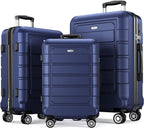 Luggage Sets Expandable PC+ABS Durable Suitcase Double Wheels TSA Lock Blue