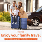 Luggage Sets Expandable PC+ABS Durable Suitcase Double Wheels TSA Lock Blue