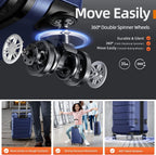 Luggage Sets Expandable PC+ABS Durable Suitcase Double Wheels TSA Lock Blue