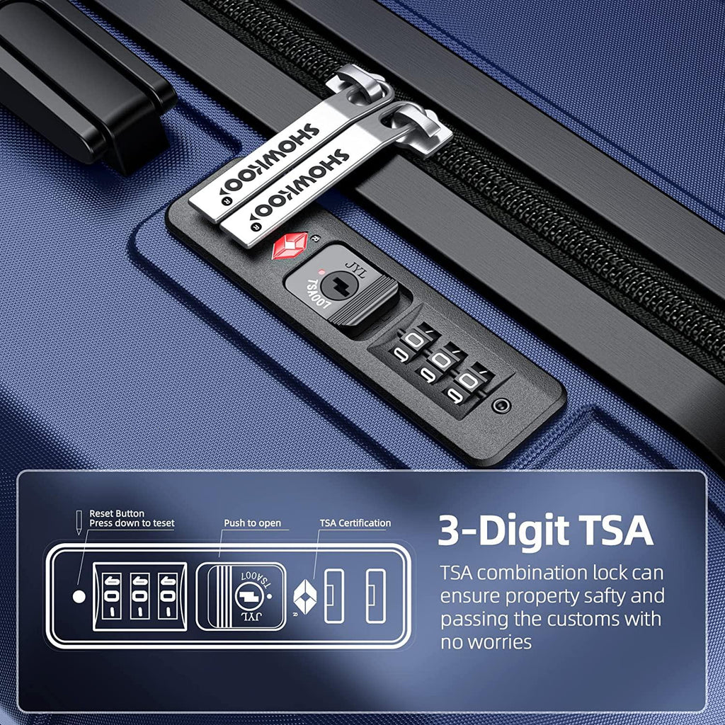 Luggage Sets Expandable PC+ABS Durable Suitcase Double Wheels TSA Lock Blue