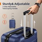 Luggage Sets Expandable PC+ABS Durable Suitcase Double Wheels TSA Lock Blue