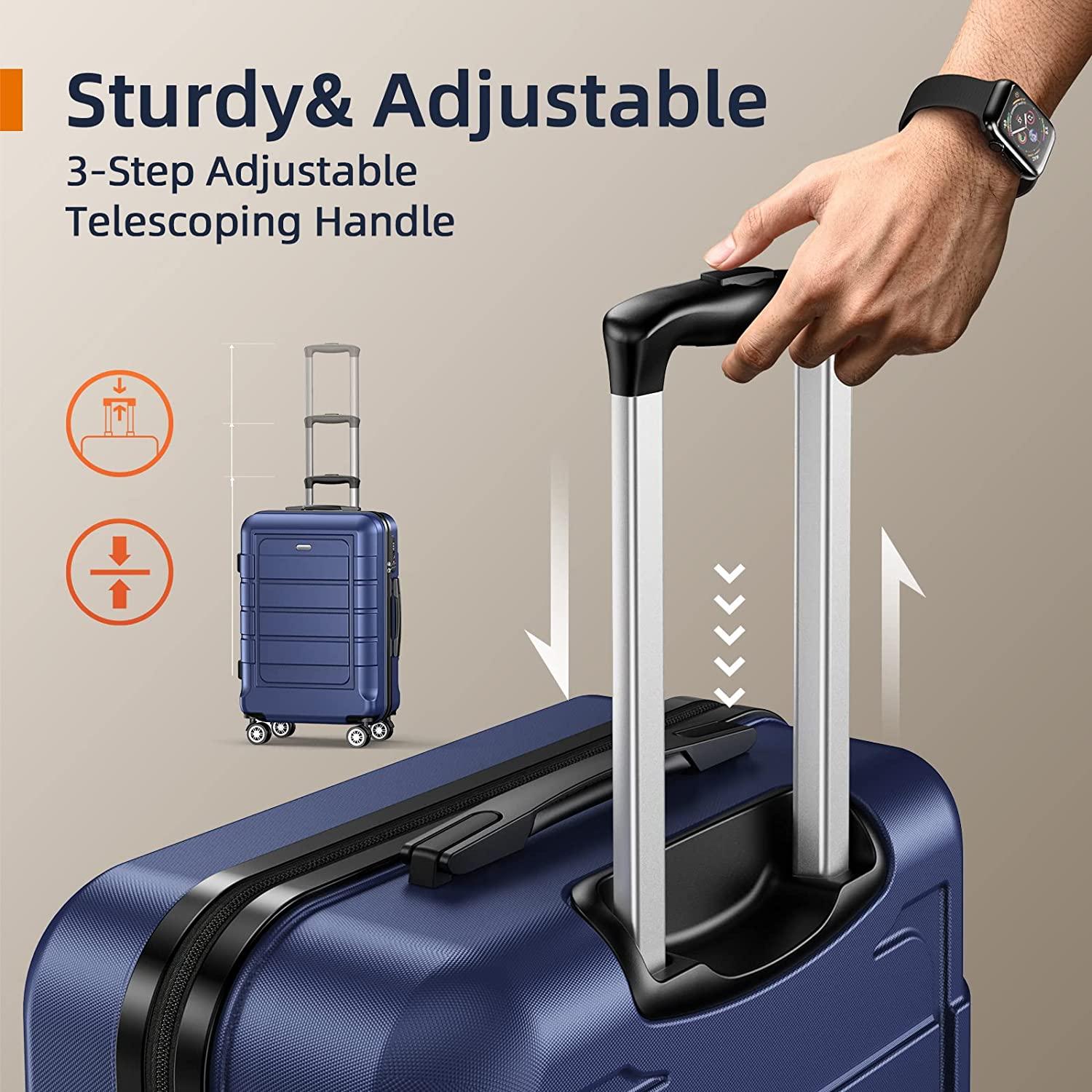 Luggage Sets Expandable PC+ABS Durable Suitcase Double Wheels TSA Lock Blue