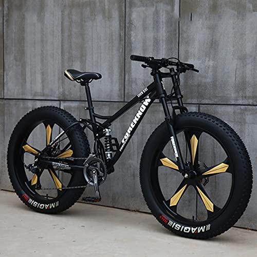CHICAI High Carbon 26 Inch Adult Mountain Bike Mountain Cross-Country Steel Bike, 21/24/27/30 Speed Bike Full Suspension Mountain Bike Gear Double Disc Brake Mountain Bike (Size : 30-Speed)