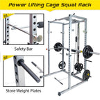 Lunsy Power Squat CaWith Lat Pull Down+low Row Attachment Power Rack For Household Exercise