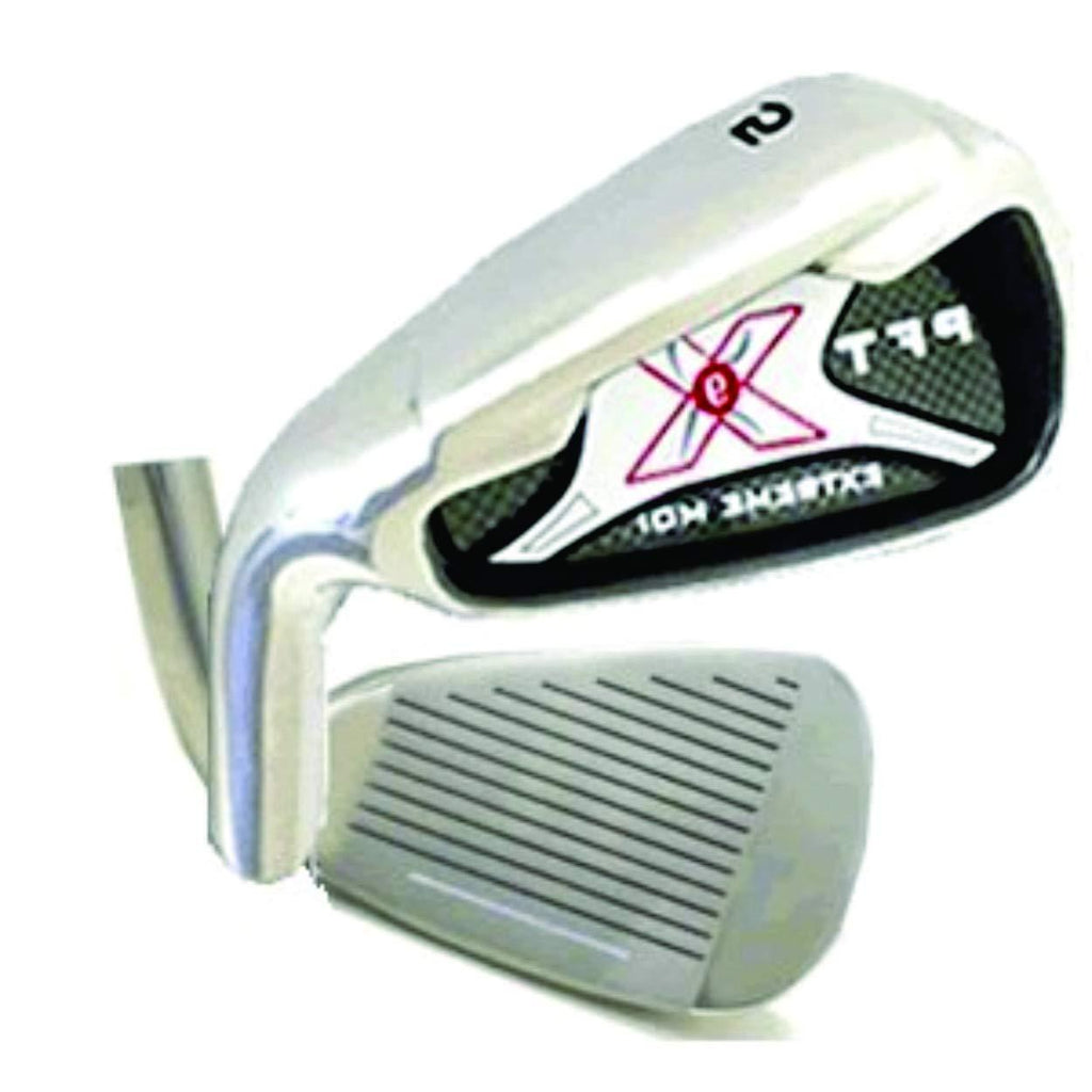 Left Handed PFT X9 Extreme MOI Iron Set +1 inch Over Big &amp; Tall Senior Men's Complete 8-Piece Set (4-SW) Senior Flex A Flex Club (Tall 6'0"+ / +1" Over) with Premium Men's Arthritic Golf Grip
