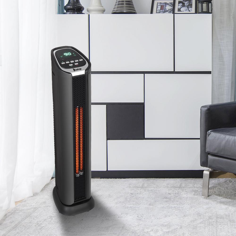 1500W Electric Space Heater with Remote Control, SEGMART 24" Portable Fast Heating Infrared Personal Heater, 2 Element Quartz Electric Fireplace Heater w/Adjustable Thermostat for Home Office, S8649