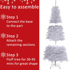 Christmas Tree,7.5 Feet Artificial Christmas Tree, with 1260 Branch Tips, 450  Led Lights and Metal Stand