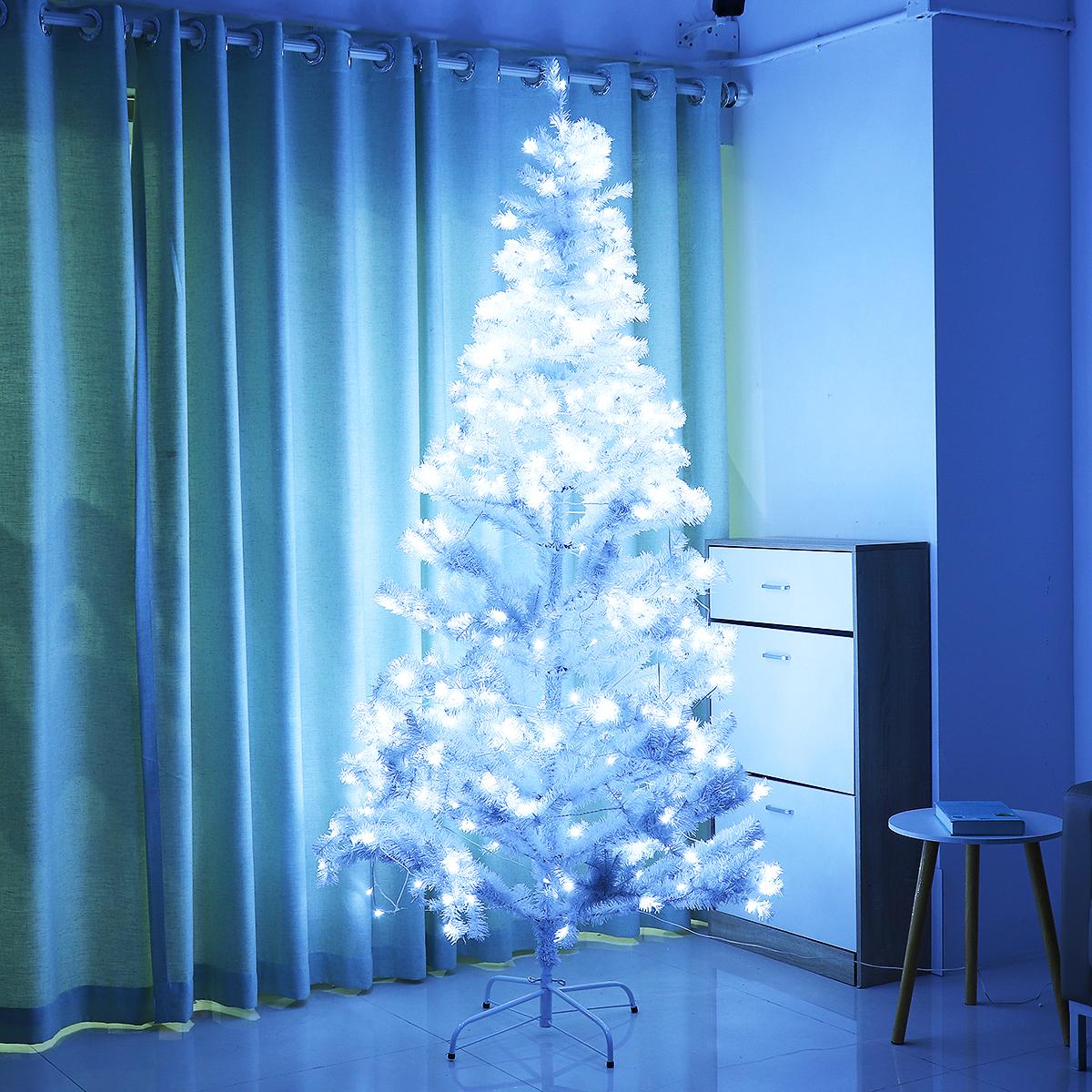 7.5ft Pre-Lit Hinged Full Fir Artificial Christmas Tree w/ 1,096 Branch Tips, 360 Led Lights, Foldable Metal Stand, Holiday Decoration