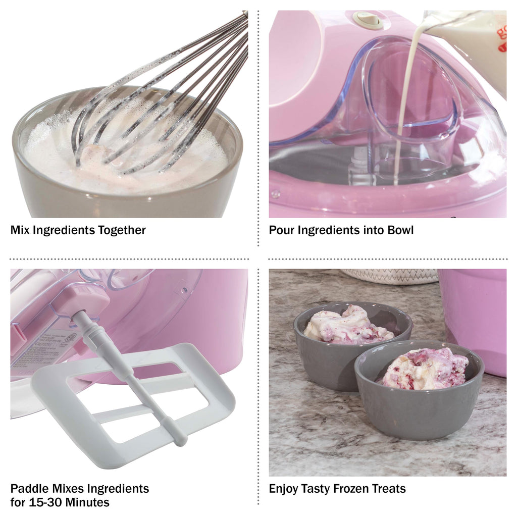 Ice Cream Maker - 1QT Ice Cream Machine for Sorbet, Gelato, Frozen Yogurt and More - Kitchen Appliances and Gadgets by  (Pink)