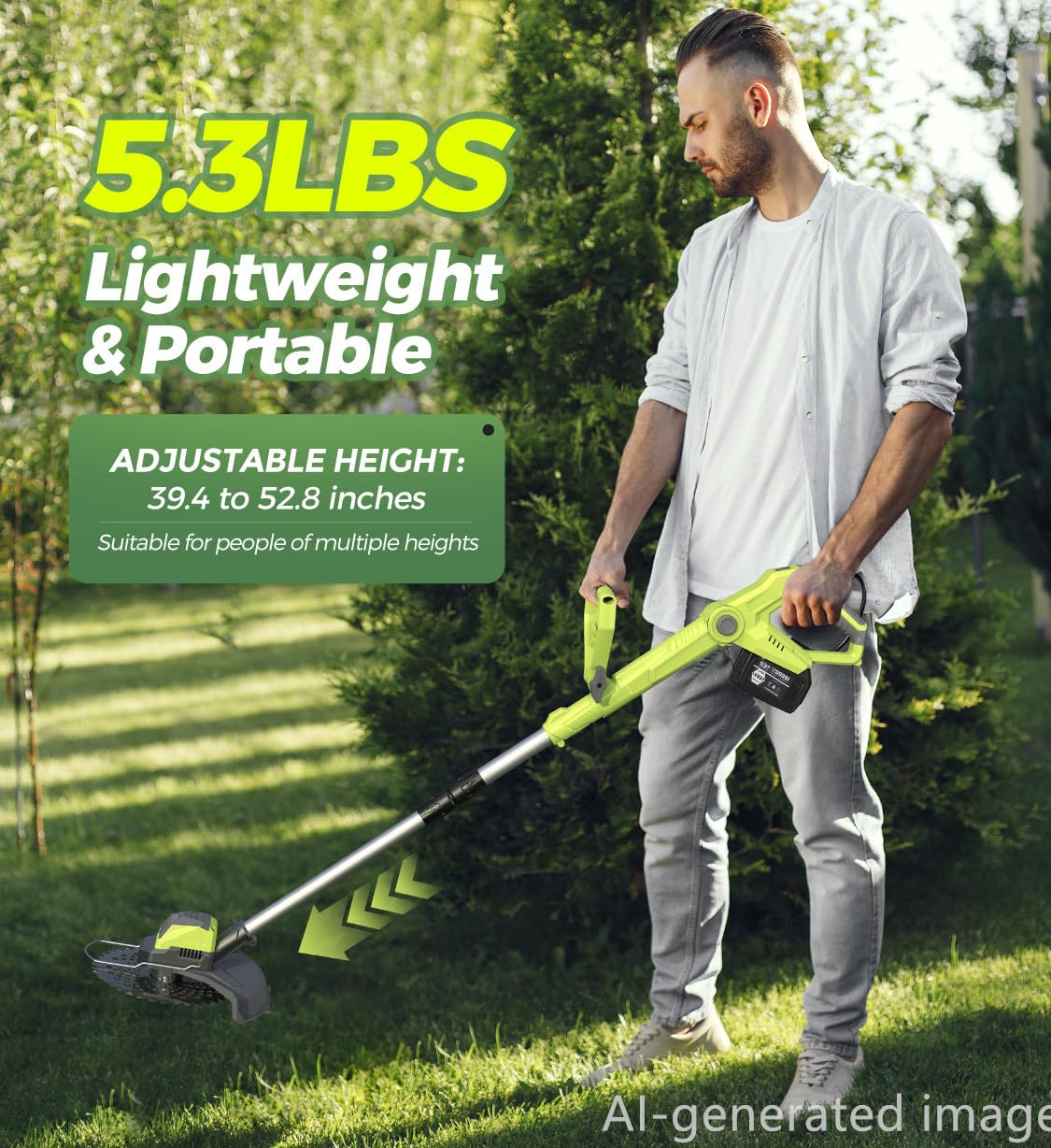21V Electric Weed Wacker Cordless Weed Wacker with 2 x 4.5Ah Batteries, 960W Brushless Motor Weed Eater, 4-in-1 Multifunctional Grass Trimmer Lawn Tool Cordless Cutter Mower, Garden Gifts