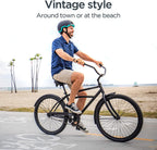 Schwinn Mikko &amp; Huron Adult Beach Cruiser Bike, Featuring Steel Step-Over or Step Through Frames, 1, 3, 7-Speed Drivetrains, Multiple Colors