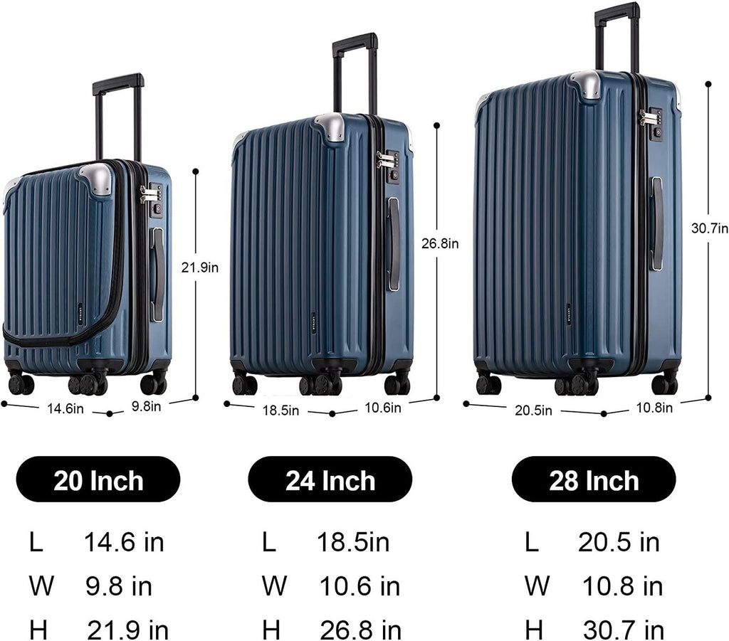 Grace Luggage, 28” Hardside Suitcase, ABS+PC Harshell Spinner Luggage with TSA Lock, Spinner Wheels - Blue, 28 Inch