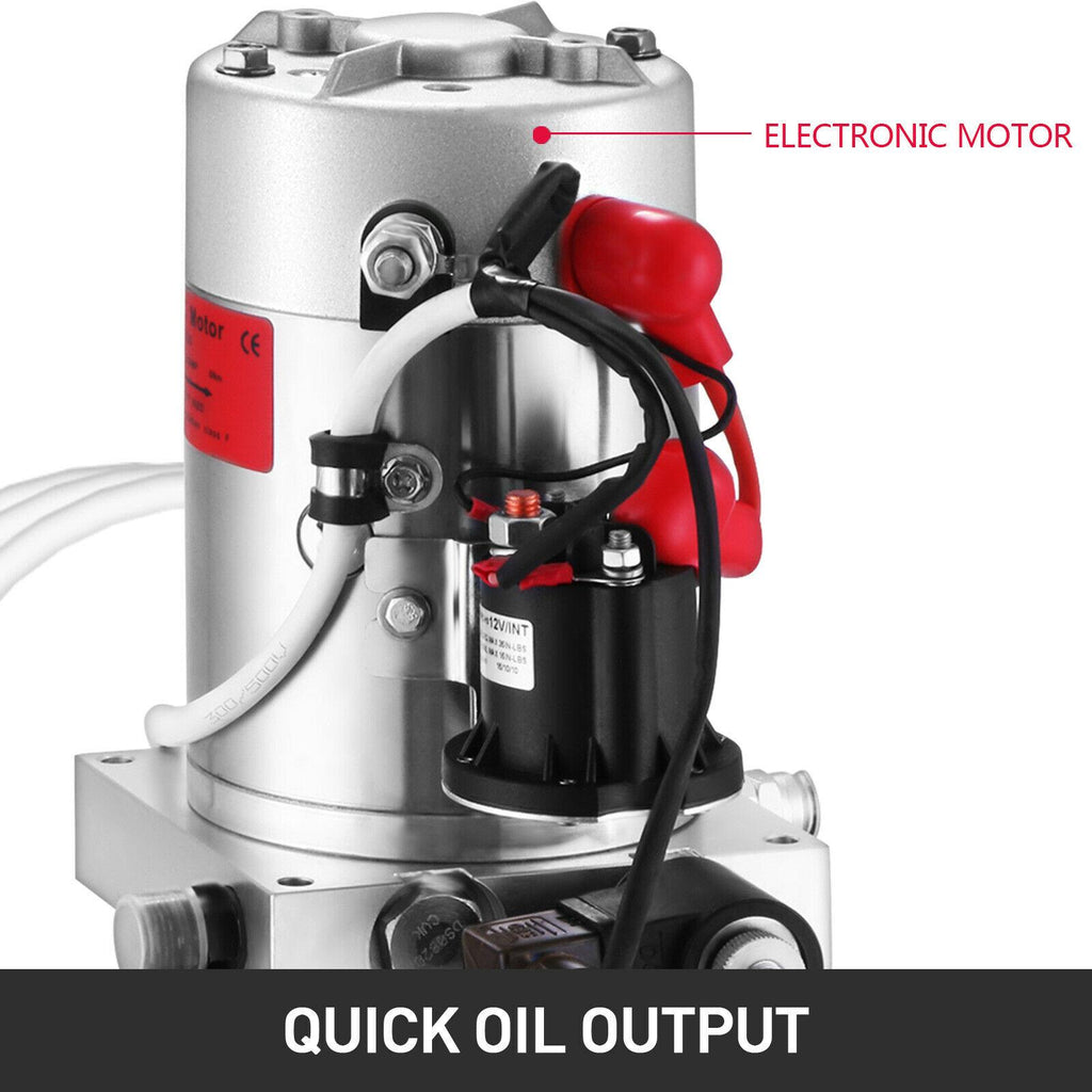 Single Acting Hydraulic Pump 12v Dump Trailer - 4 Quart Metal Reservoir