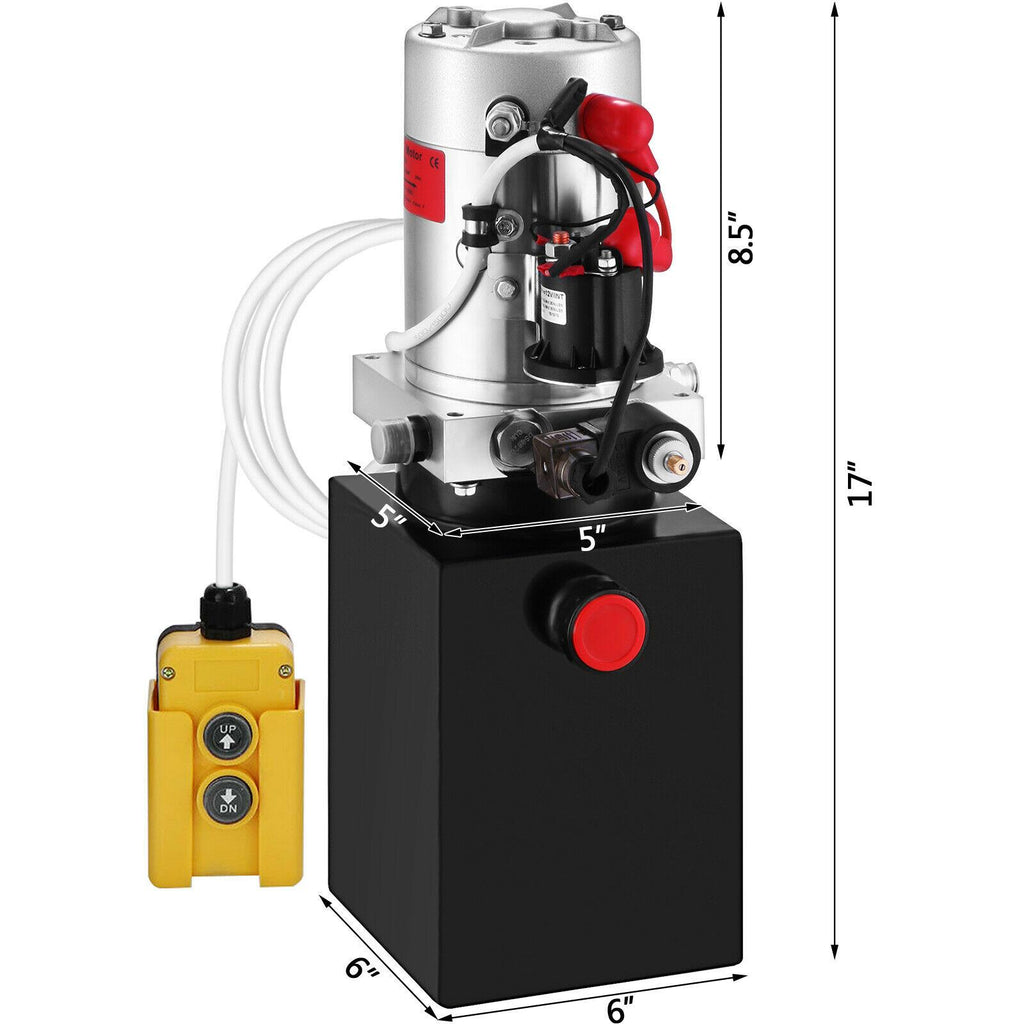 Single Acting Hydraulic Pump 12v Dump Trailer - 4 Quart Metal Reservoir