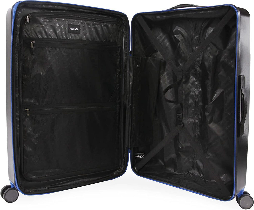 Wave Hardside Spinner Luggage, Black/Blue, Check in