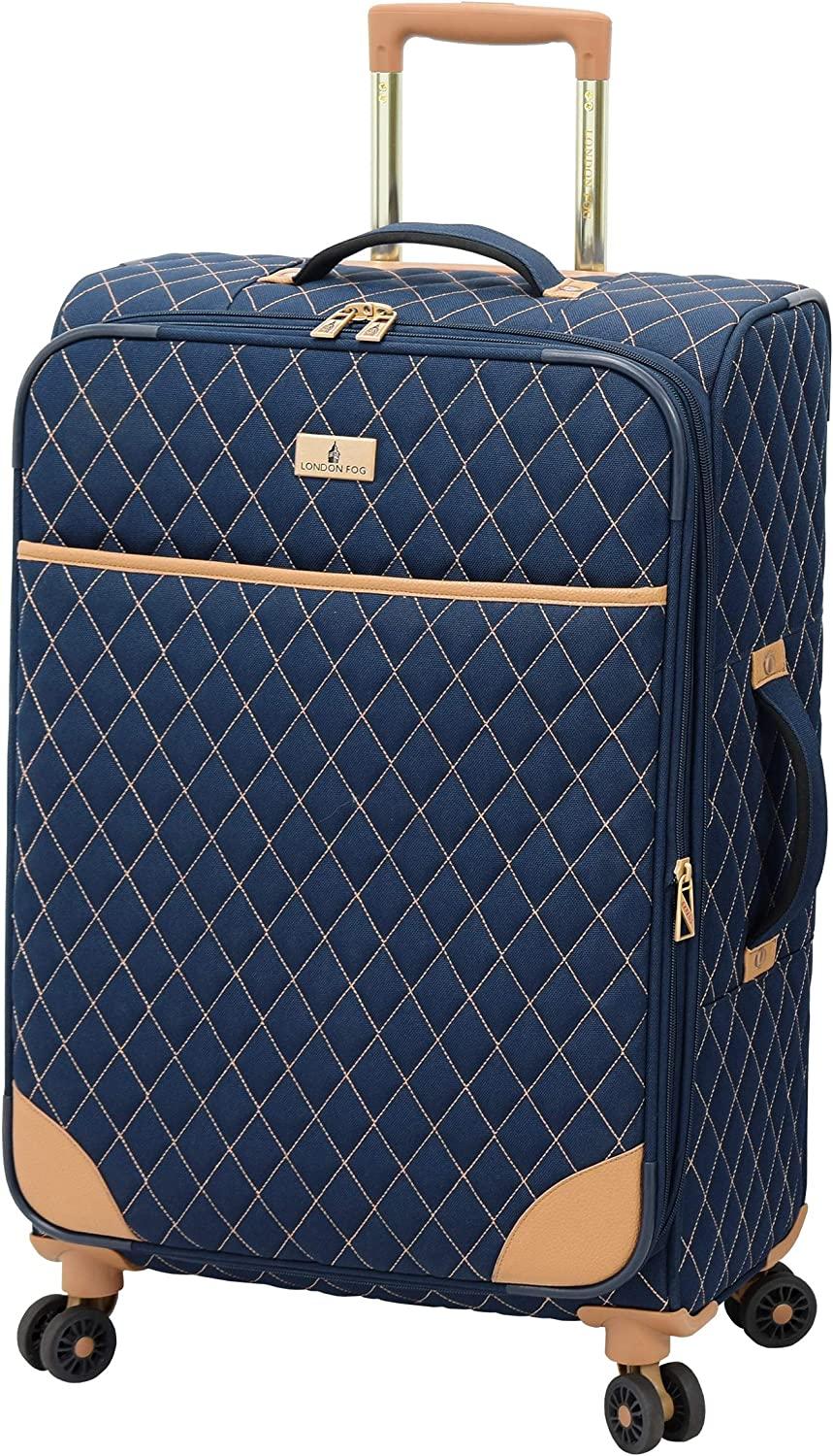 Queensbury Softside Spinner Luggage, Navy, Checked-Medium 24-Inch