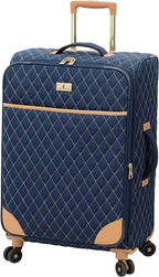 Queensbury Softside Spinner Luggage, Navy, Checked-Medium 24-Inch