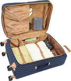 Queensbury Softside Spinner Luggage, Navy, Checked-Medium 24-Inch
