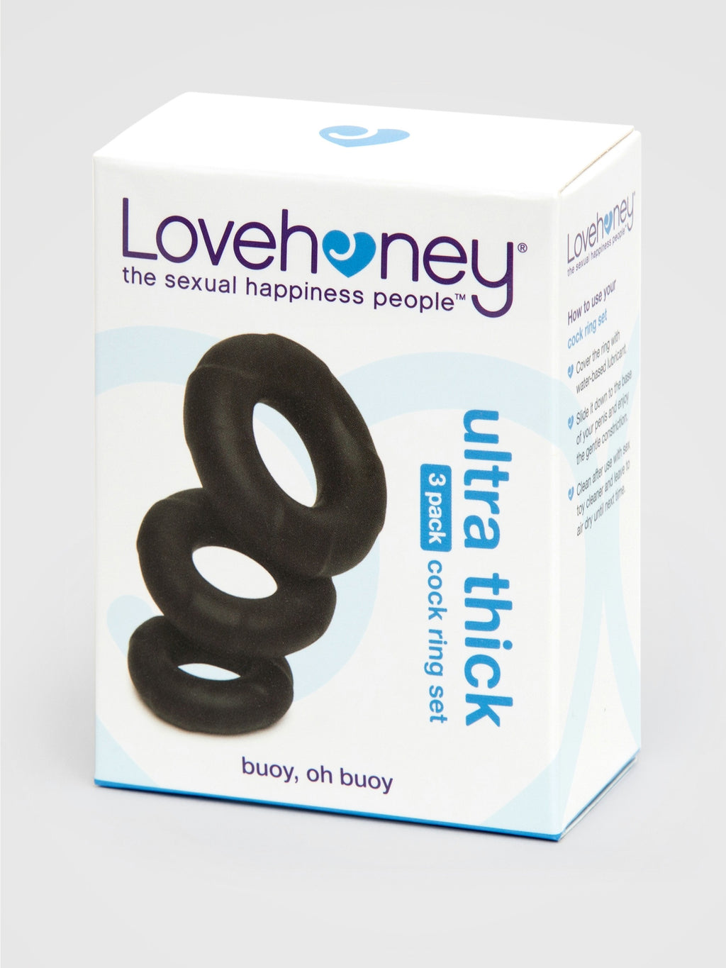 Lovehoney Ultra Thick Silicone Cock Ring Set (3 Count), Black