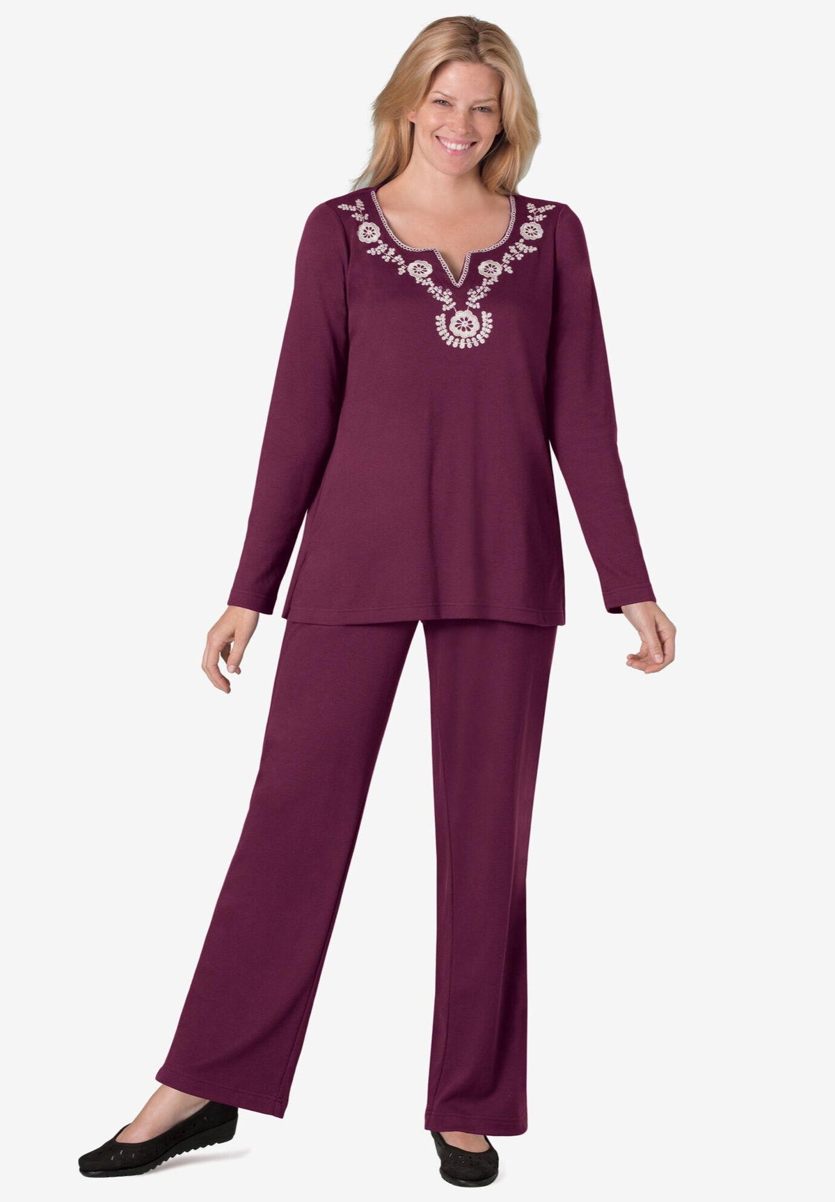 2-piece embroidery tunic set