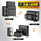 8 Drawer Tool Chest with Wheels, Exclusive 3-In-1 Tool Box Combo with Removable 4-Tire Utility Cart, LocMechanic Tool Cart with Liner for Warehouse, Workshop, 35”W x 13”D x 43”H -2026 Upgrade
