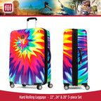 ful Tie-Dye Rolling Luggage Set, Hardside Travel Suitcases with Spinner Wheels, 28, 24, and 22 Inches, Rainbow