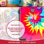 ful Tie-Dye Rolling Luggage Set, Hardside Travel Suitcases with Spinner Wheels, 28, 24, and 22 Inches, Rainbow